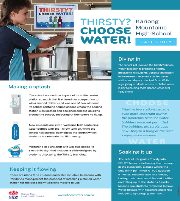 Kariong Mountains High School Thirsty? Choose Water! case study